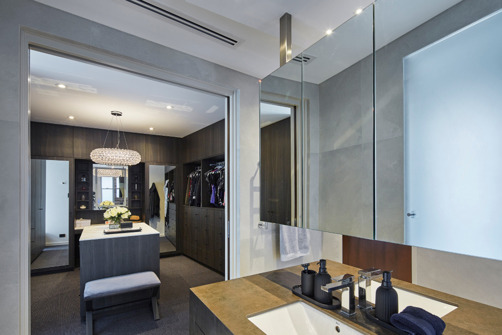 Spacious bathroom leading to walk-in-wardrobe at McCourt Street