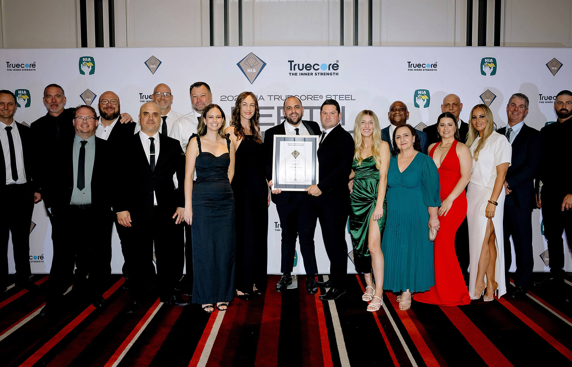 Trendsetter Homes team celebrating the win at the 2025 HIA Perth Housing Awards,