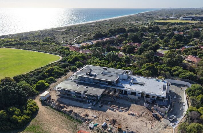 Aerial view of the coastal site featured in PerthNow's coverage of the Sandcastles children's hospice project.