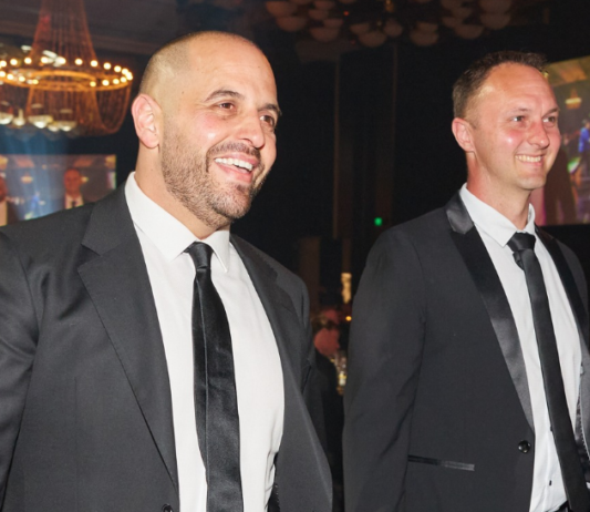 Trendsetter Homes Michael, Director, and Colin, Lead Designer, at the 2026 Master Builders WA Building Excellence Awards ceremony in Perth.